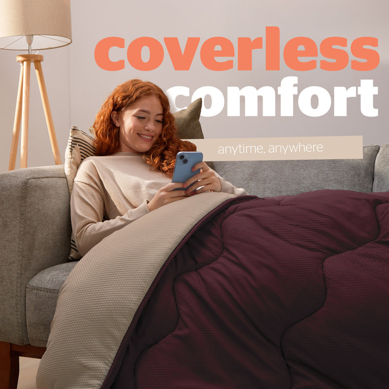 Silentnight Seersucker Coverless Duvet 10.5 Tog With Matching Pillowcases,  All Seasons, Super King, Purple