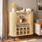 Fluted Wine Bar Cabinet With 8-grid Wine Rack, 5-level Adjustable Shelves, 2 Glass Holders, 4 Hidden Storage Space And Sliding Doors-1350447480