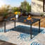 Table de salle à manger rectangulaire en acier avec trou pour parasol H 28 po x l 60 po x P 38 po Anginette