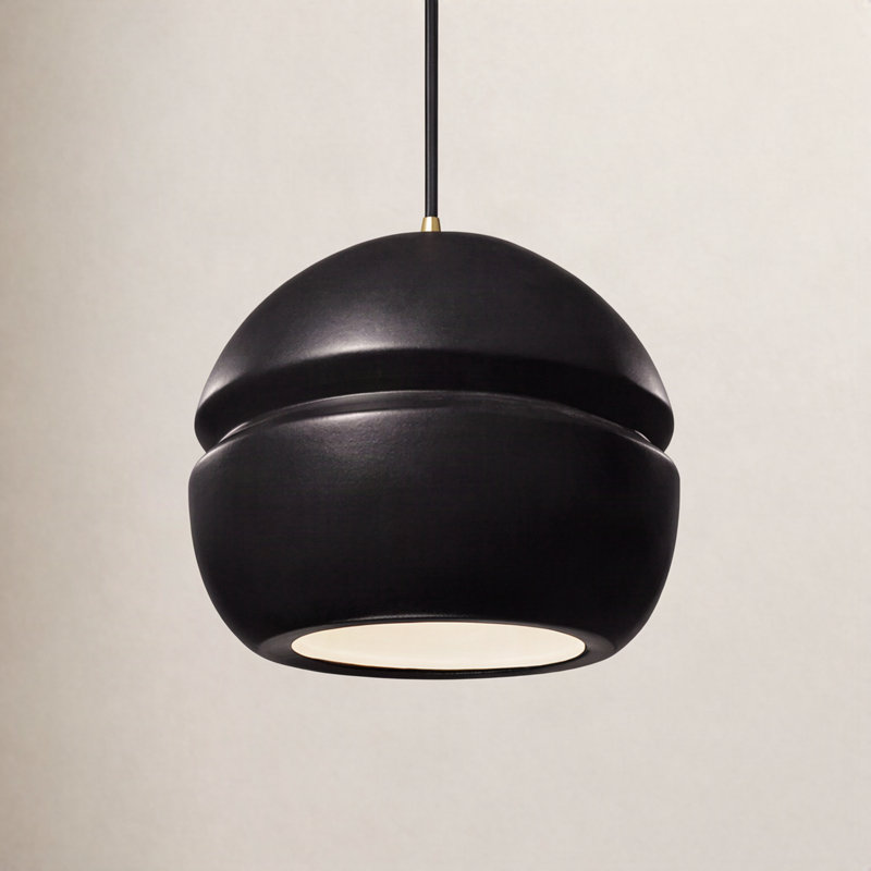 Logan 1 - Light Single Globe Pendant, Antique Brass, Carbon Matte Black