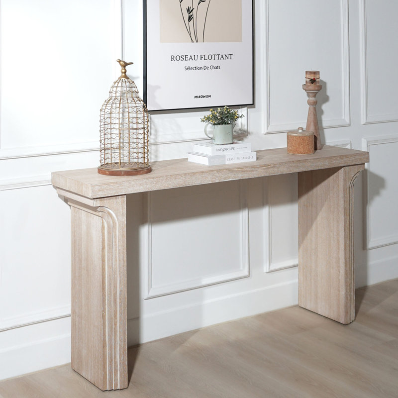 Console moderne minimaliste en bois de 58 po pour vestibule, salon et couloir - Décoration polyvalente, Naturel