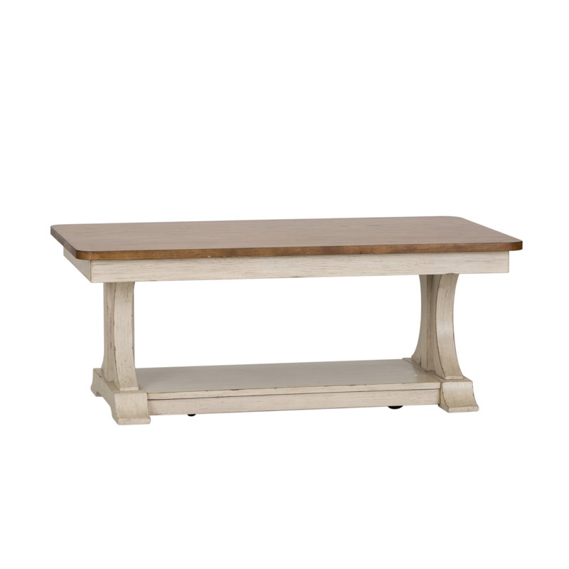 Harlowe 48" W Trestle Solid and Manufactured Wood Coffee Table