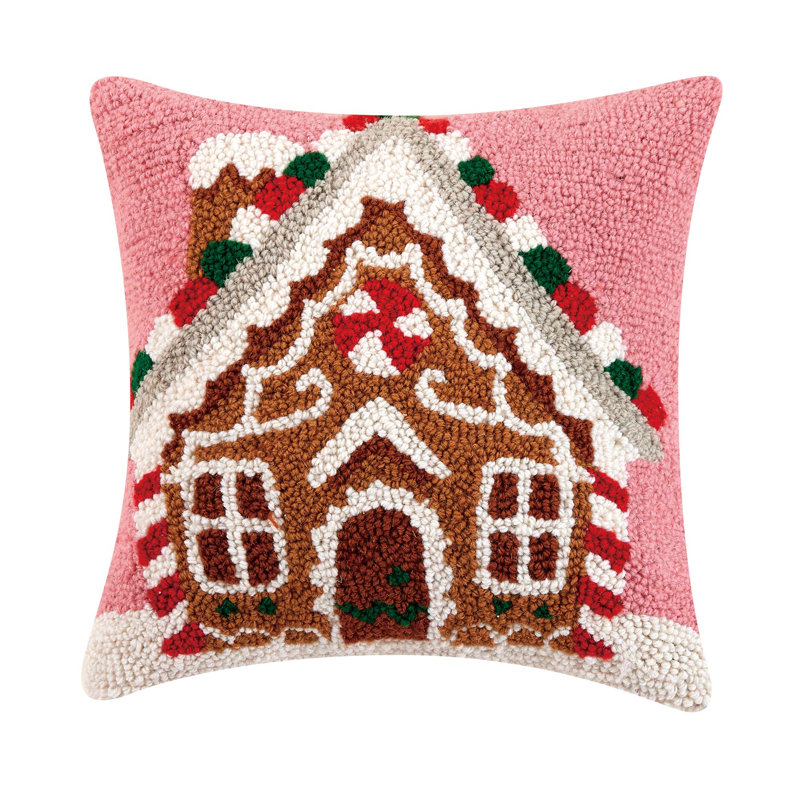 Coussin en laine Gingerbread House