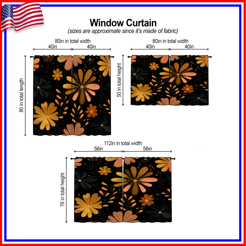 Motif de rideaux de fenêtre à motif floral transparent et obscurcissant - 2 panneaux, Transparent, 40in x 50in - 2 panels
