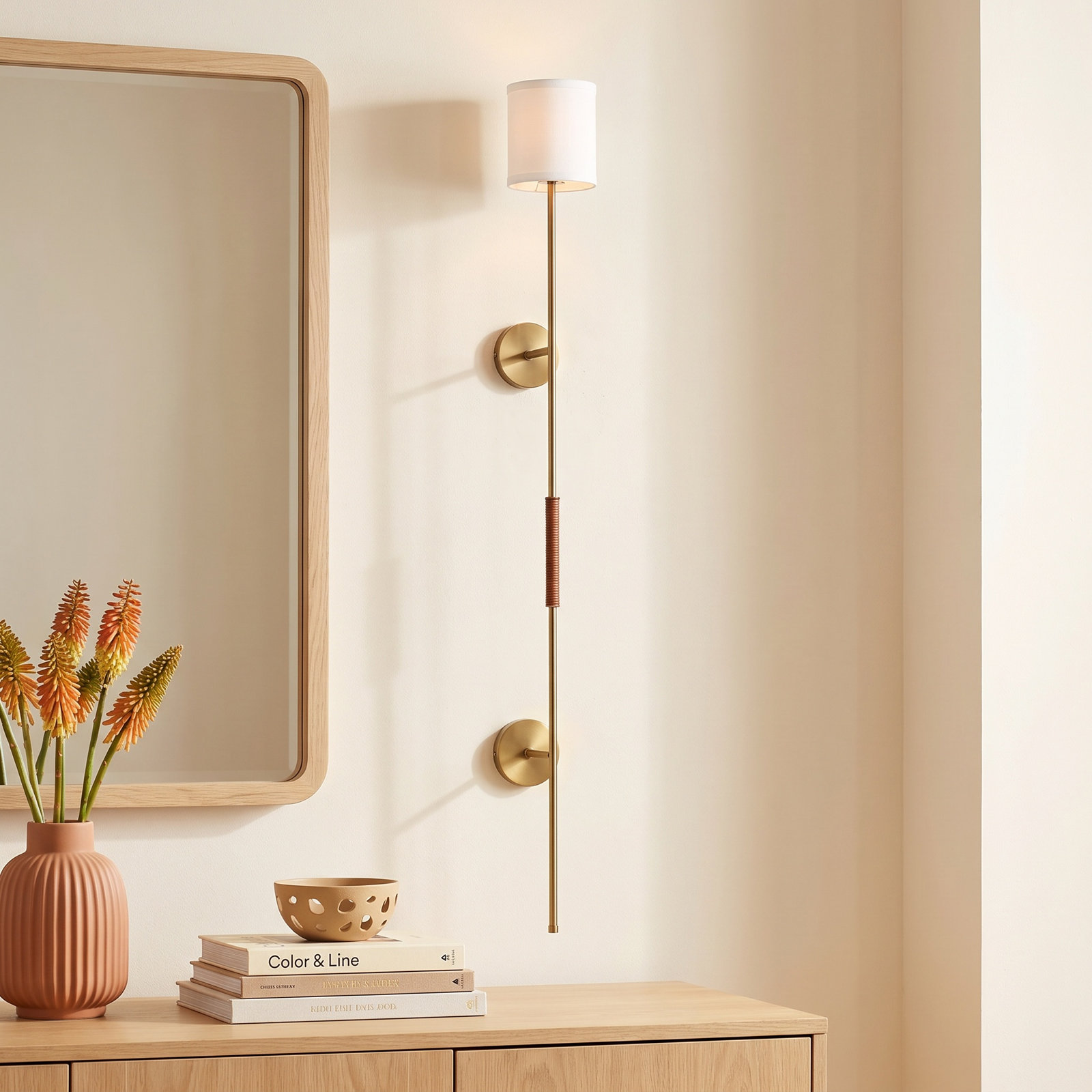 Rudman Single Light Brass Sconce