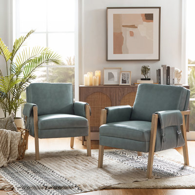 Wade Logan® Arhiana Faux Leather Armchair with Solid Wood Legs