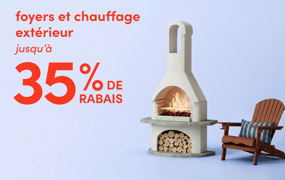 foyers et chauffage extérieur en solde
