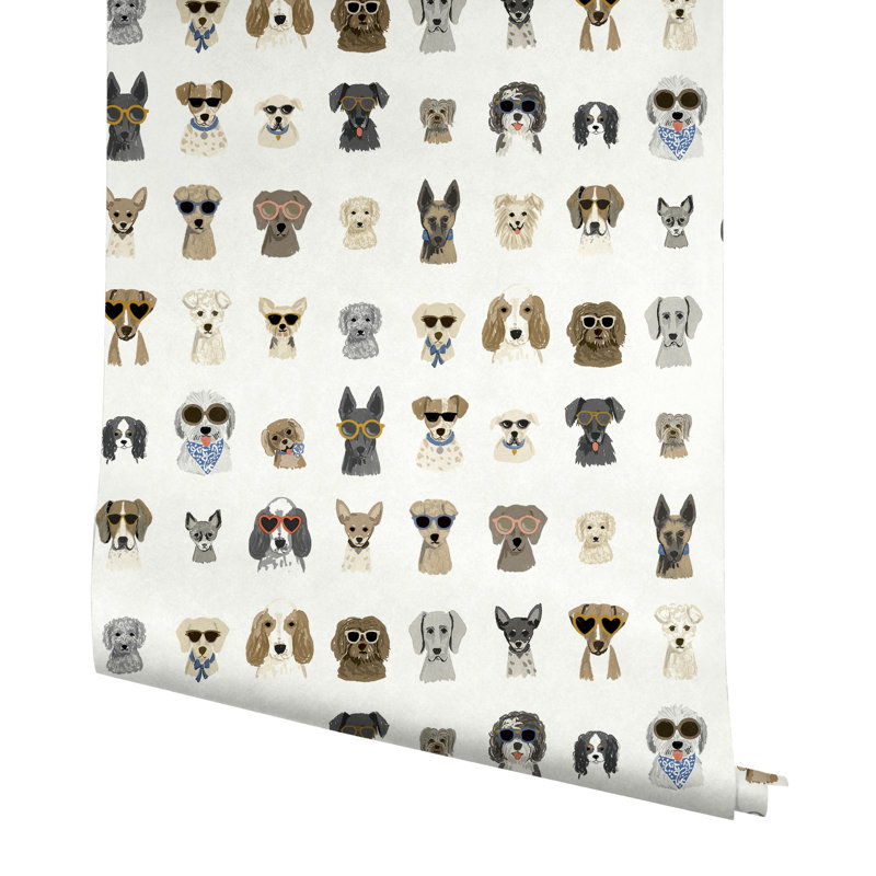 Rouleau de papier peint adhésif L 20 po x l 27 po Dog Days, Multicolore / Blanc