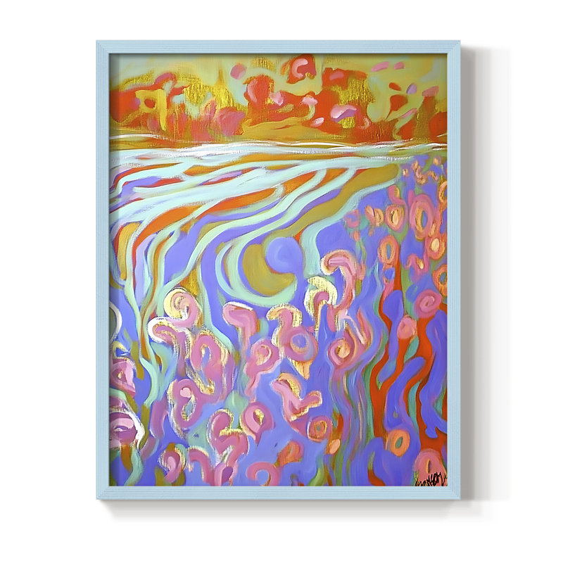 Reproduction encadrée ABSTRACT Series DCCVI - bois massif, H 21 po x l 17 po, Bleu