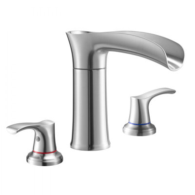 Robinet de baignoire romaine 3 trous pour baignoire romaine à fixation sur pont en alliage de zinc argenté