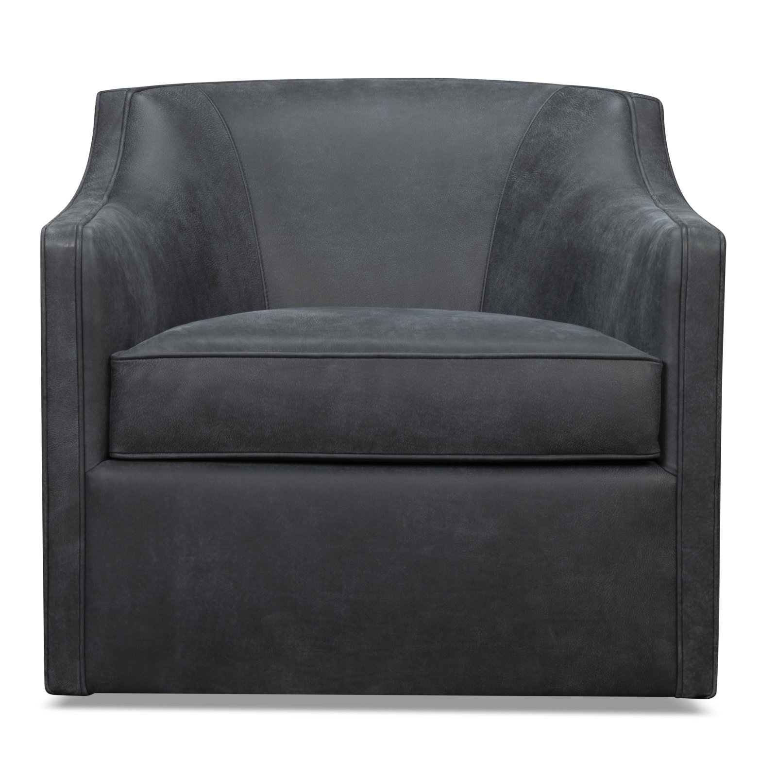 Marietta Genuine Leather Swivel Armchair, Cordoba Noir Top Grain Leather