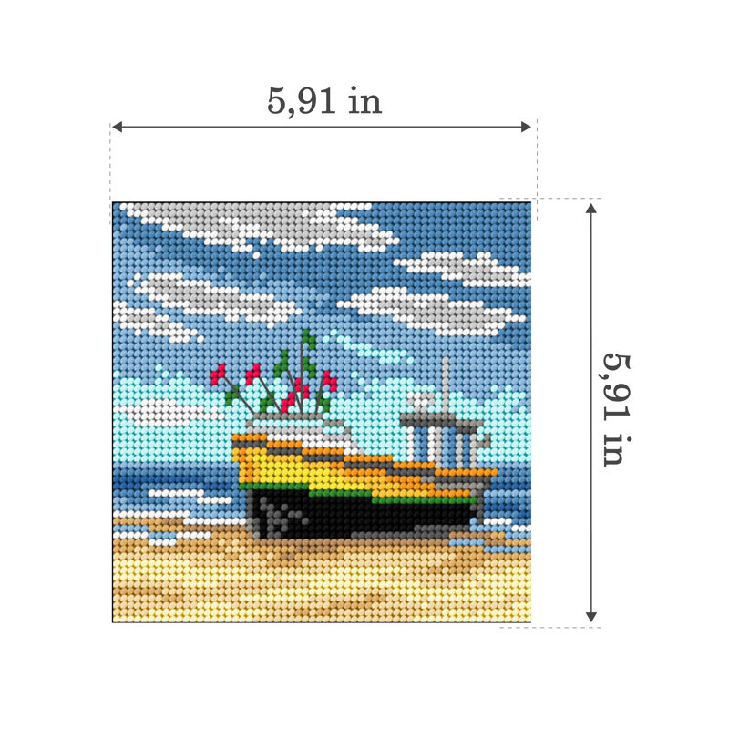 Toile Gobelin pour demi-point sans fil Bateau 3533D