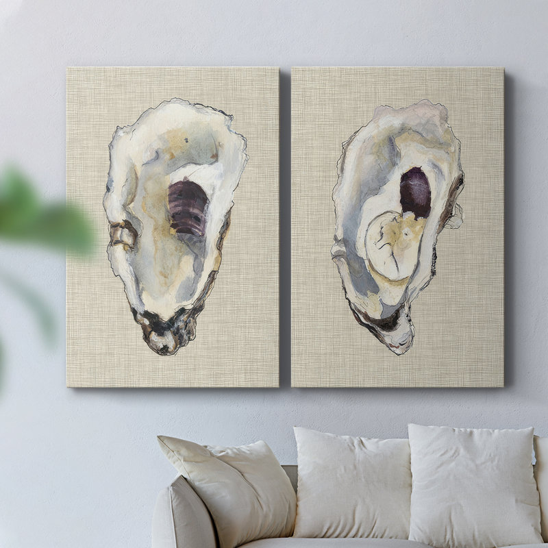 Oyster Shell Study III - Toile tendue avec châssis de qualité supérieure - Prêt à être accroché, H 18 po x l 12 po
