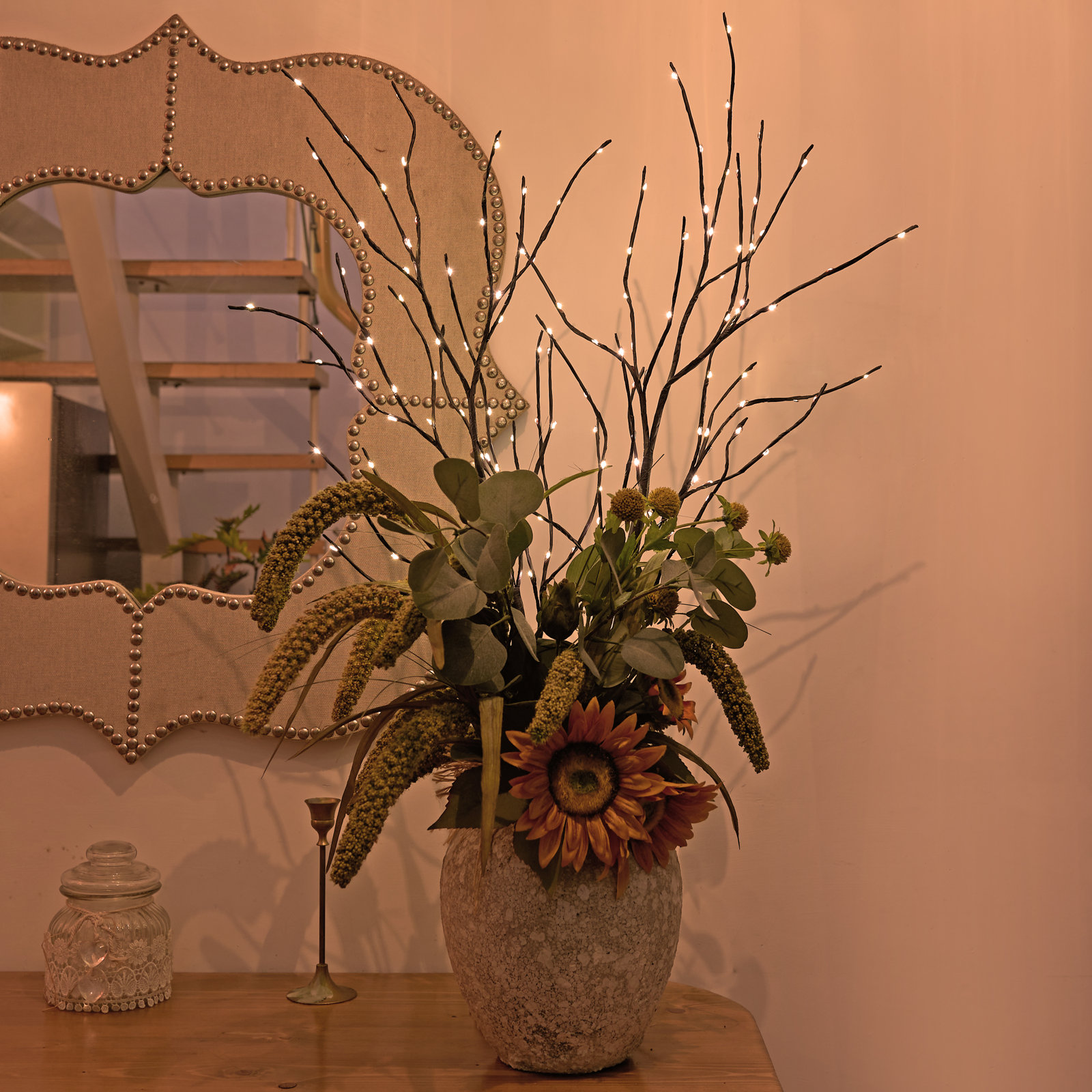 32" Willow Lighted Branches, Brown