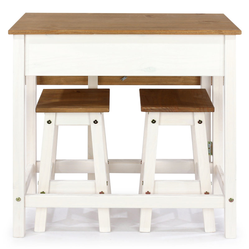 Johnryan Pine Solid Wood Solid Wood Top Four Leg Dining Set