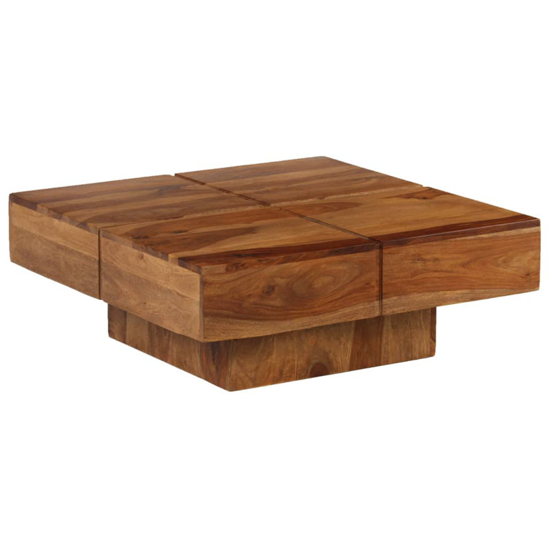 Solid Wood Frame Single Coffee Table, Brown, 11" H x 26.8" W x 26.8" D