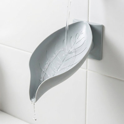 Pla stic Soap Dish Wall Mounted Drainage Soap Box Rotatable Leaf Shaped Soap Holders