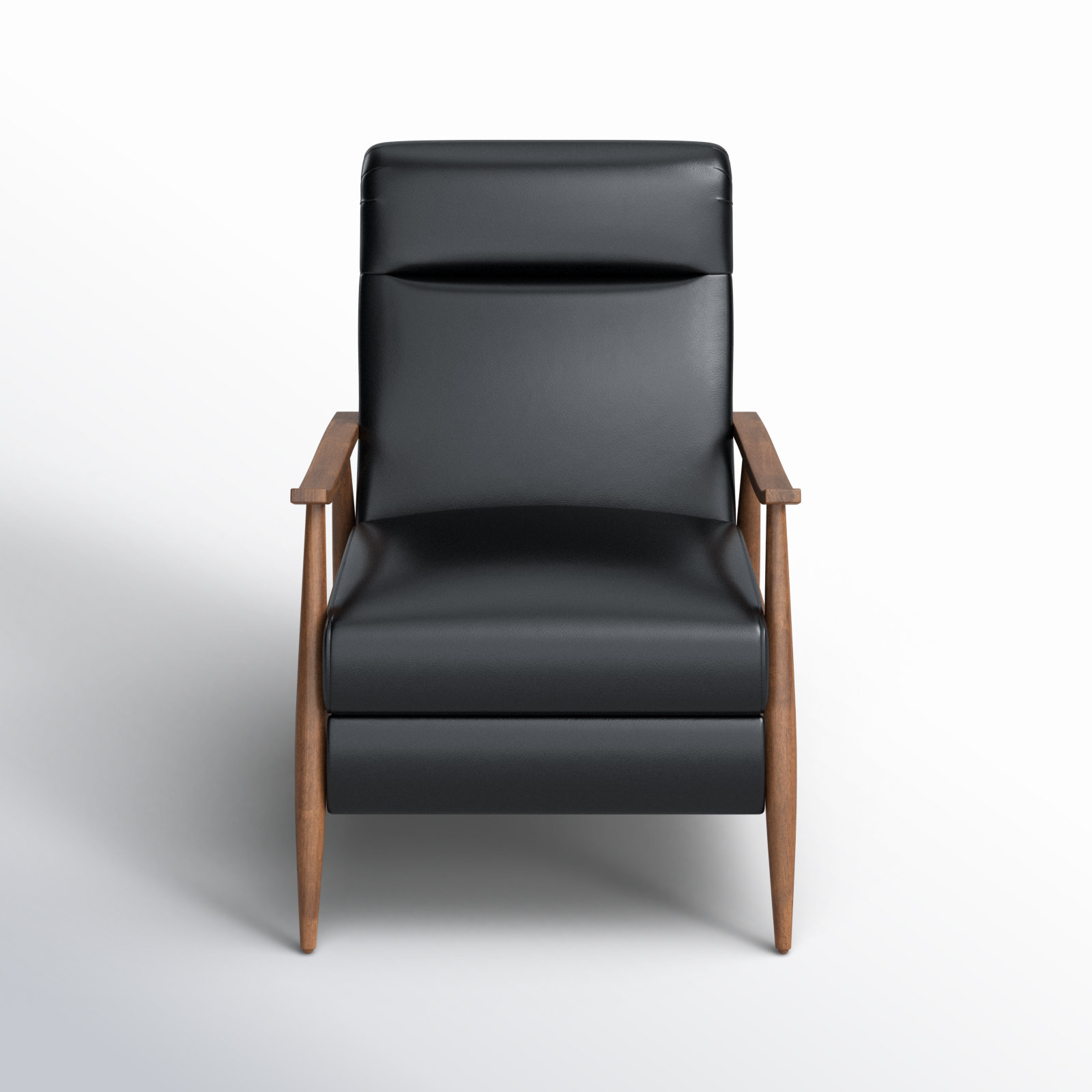 Imona 30" Genuine Leather Manual Recliner, Black Faux Leather