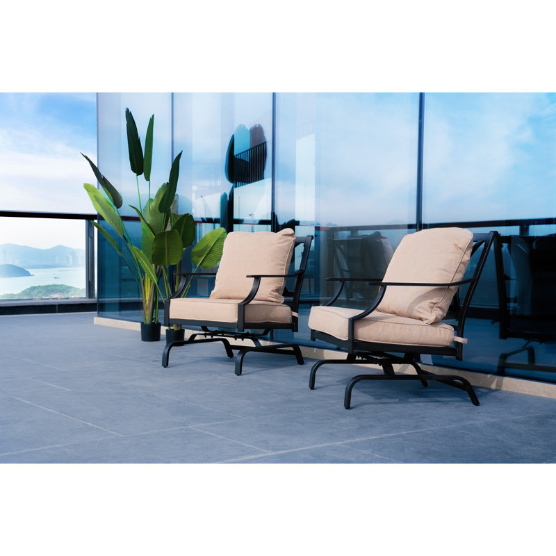 Chaise berçante de patio avec coussins, Sable