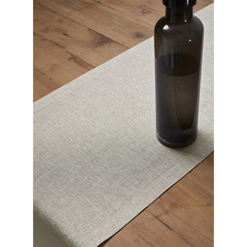 Festive Plain Linen Table Runner, 90" x 14", Natural/Festive Shimmer