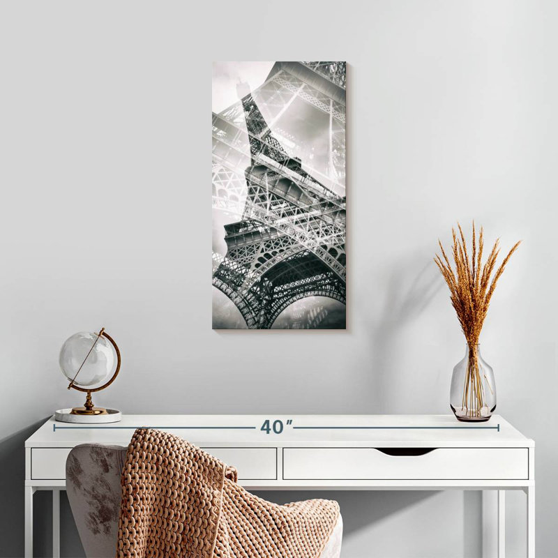 Tour Eiffel double exposition, H 24 po x l 12 po