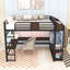 Lit mezzanine en métal avec bureau, tringle à vêtements, ports USB et bandes lumineuses-129994450