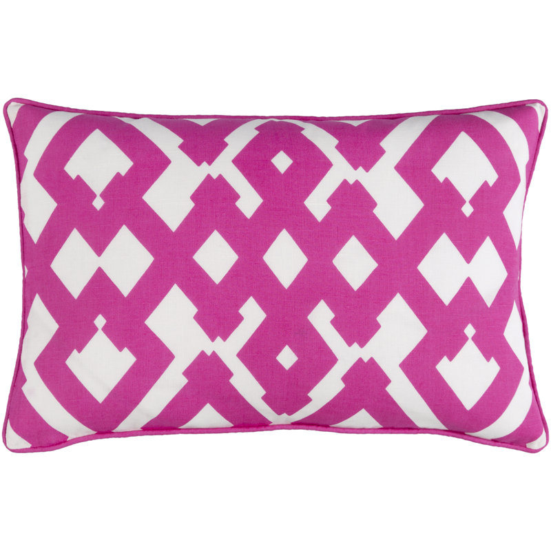 Belford Linen Lumbar Pillow, Hot Pink/Ivory, Polyester