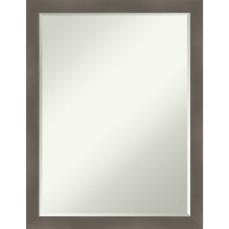 Edweina Solid Wood Rectangle Wall Mirror, 26.5" x 20.5", Gray