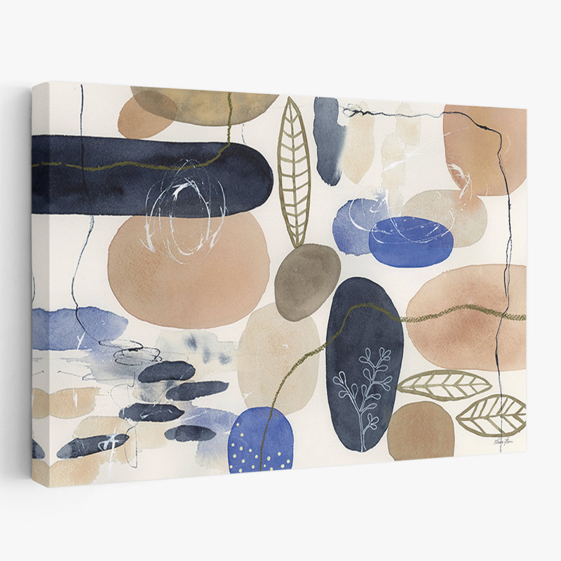 Abstrait - feuilles et pierres I, H 32 po x l 48 po