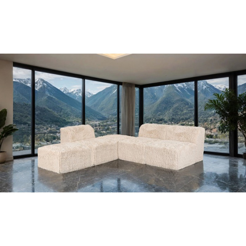 Canapé modulaire 5 pièces Colletti, Fausse fourrure sable