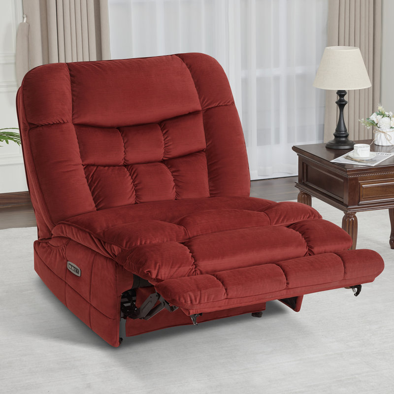 38.2" Seat Width Armless Glider Chair, Oversized Dual Motor Power Recliner with LED Ambient Light, Pet-friendly Fabric