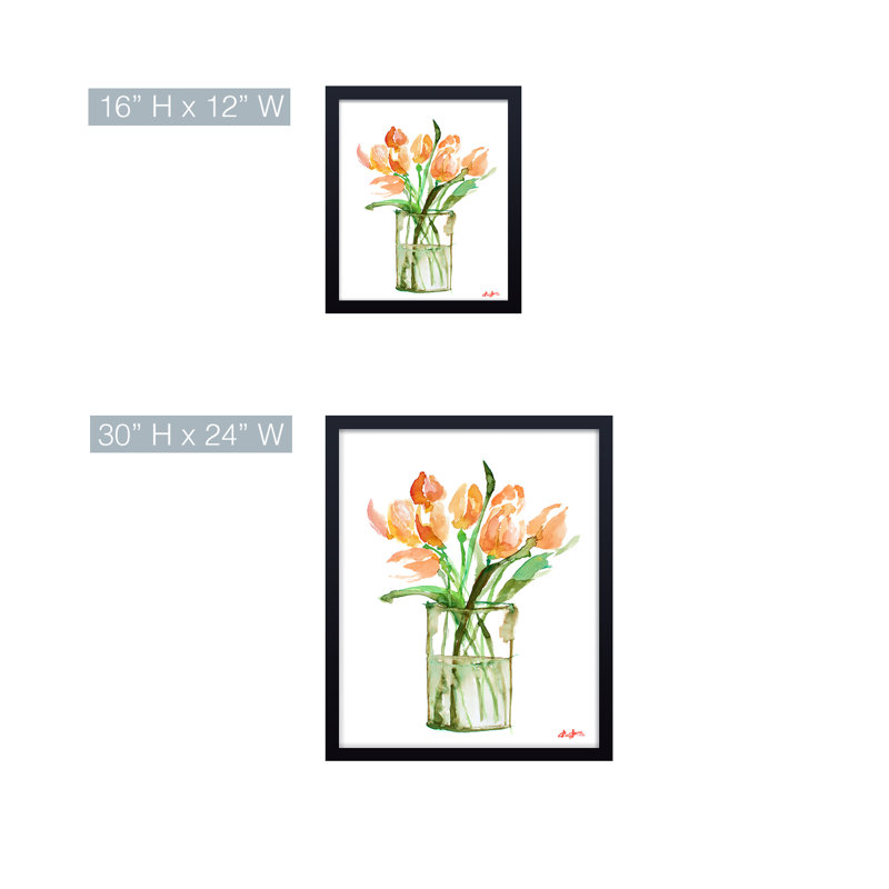 'Tulips No.3' Framed Print Wall Art, 16" H x 12" W x 1.125" D, Black, Framed Print
