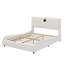 Opulent lit plateforme revêtu de cuir artificiel avec tête de lit épaisse, système audio Bluetooth et éclairage à DEL RVB-1811287444-1811287445