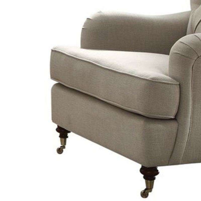 Fabric Chair Featuring English-style curved arms, Beige Fabric
