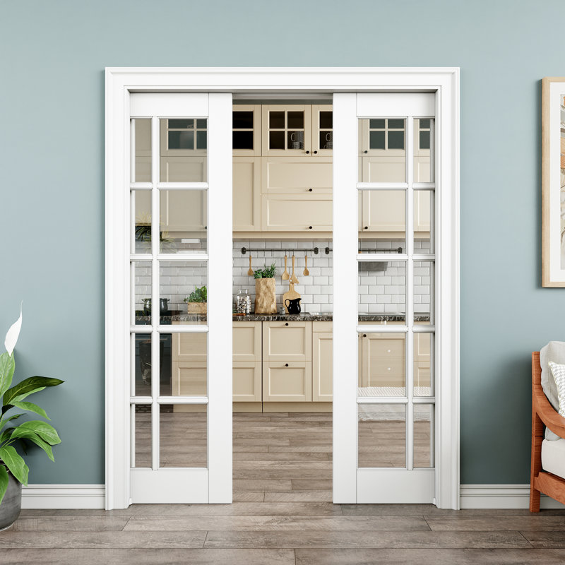 Porte coulissante intérieure en verre transparent avec portes coulissantes 10-Lite avec quincaillerie et fermeture en douceur
