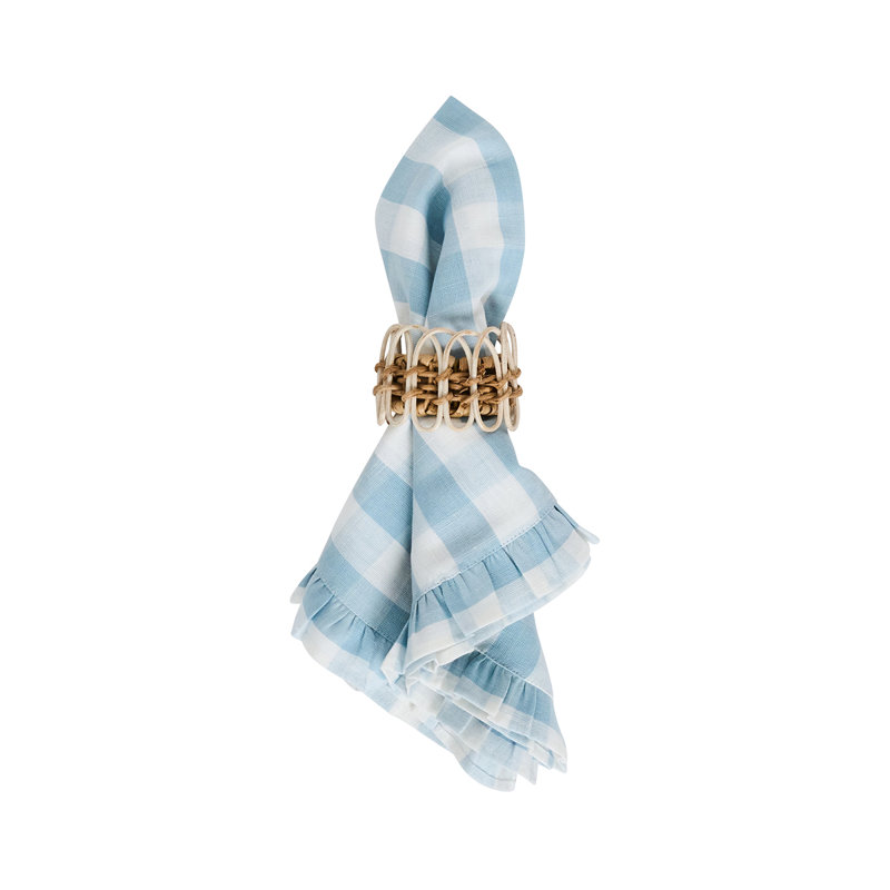 Gingham Ruffle Napkin, Ocean