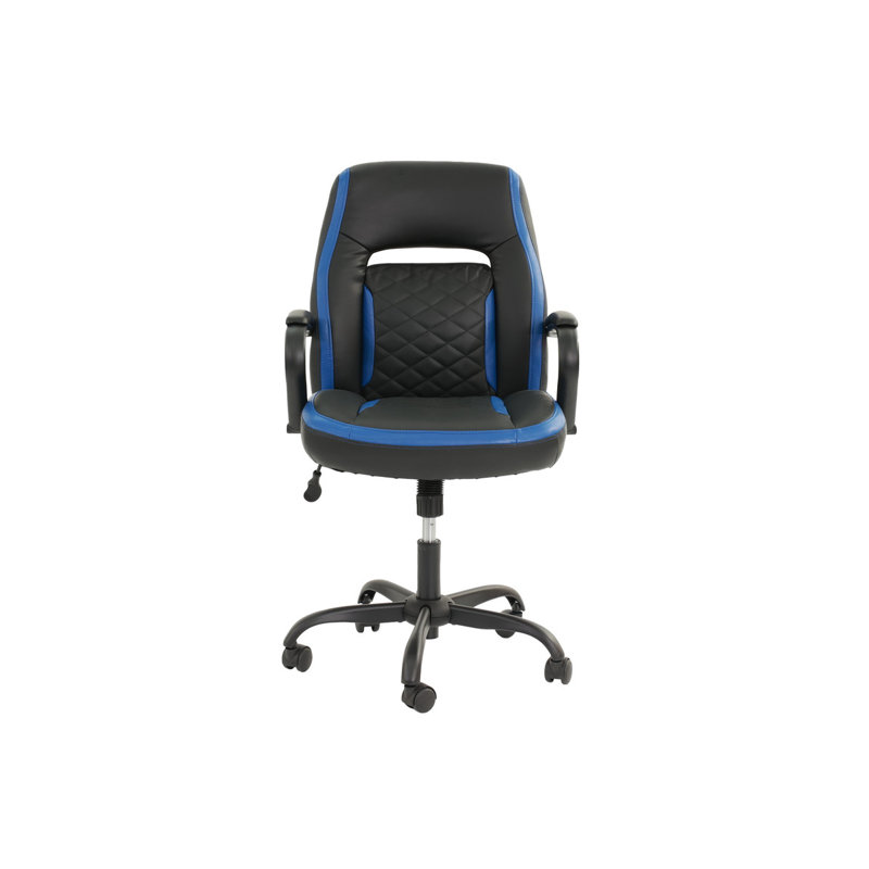 et chaises de bureau en similicuir noir et noir 1 pièce, Bleu