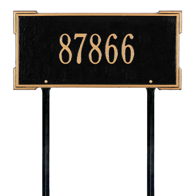 Roanoke 1-Line Lawn Address Sign, Green and Gold, Yes