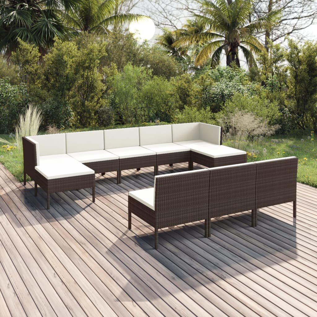 9-Sitzer Lounge-Set Jaymari aus Polyrattan mit Polster