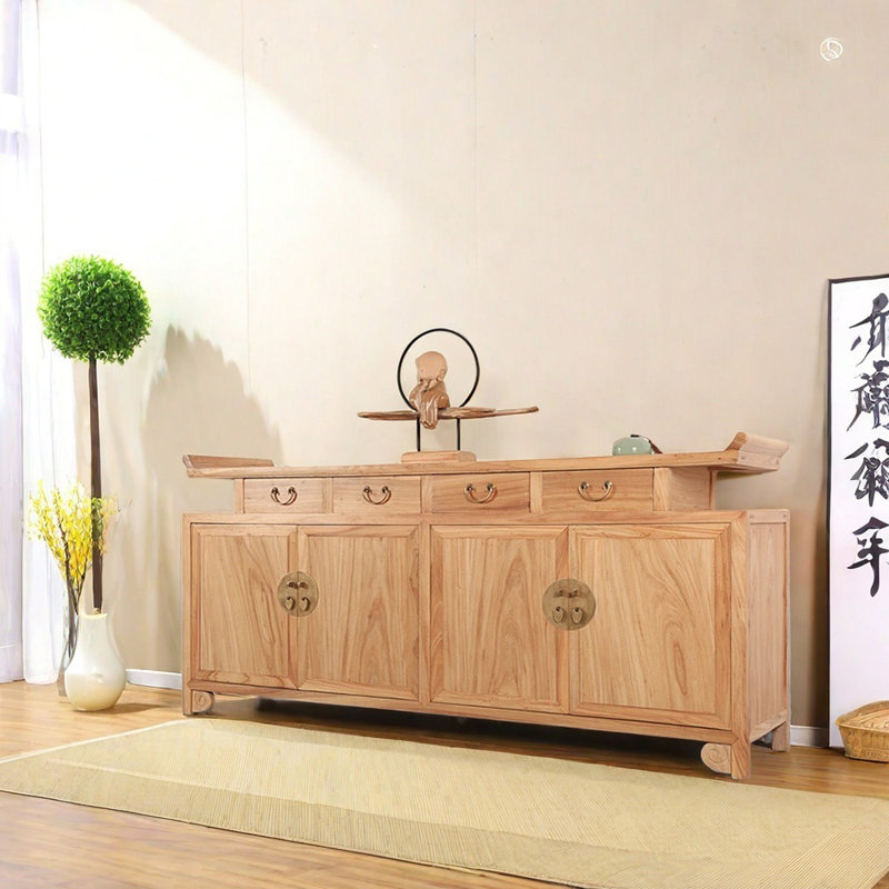 Handcrafted Elm Wood Sideboard