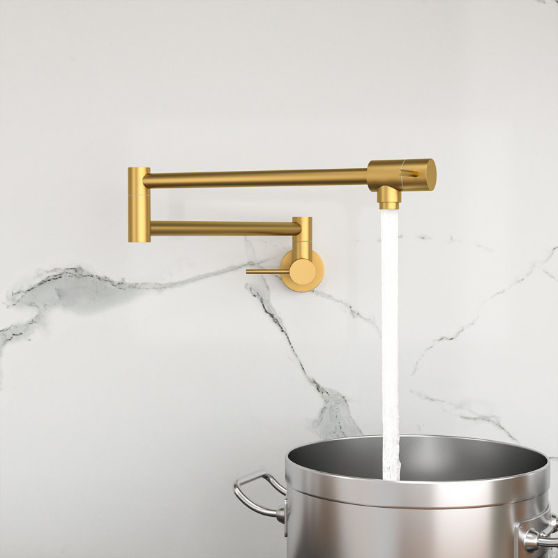 Mocoloo Wall Mount Swing Arm Folding Pot Filler Kitchen Faucet, Gold