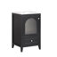 Meuble-lavabo noir élégant avec panneau de fibres à densité moyenne et céramique de qualité pour salle de bain moderne