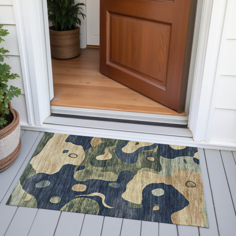 Machine Washable Indoor/Outdoor Xhevrie Navy Rug