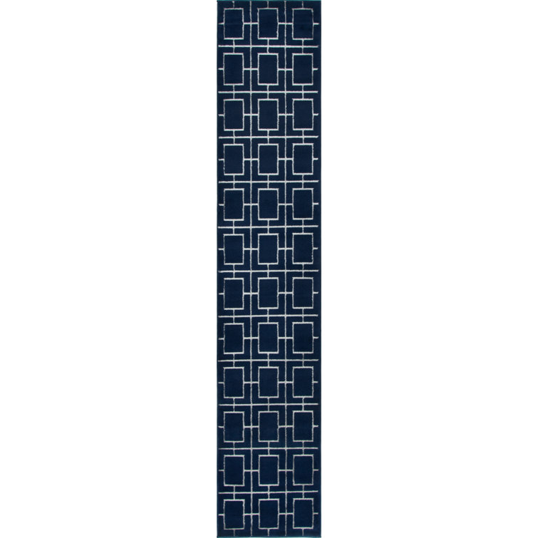 Glam Navy Blue Silver Area Rug
