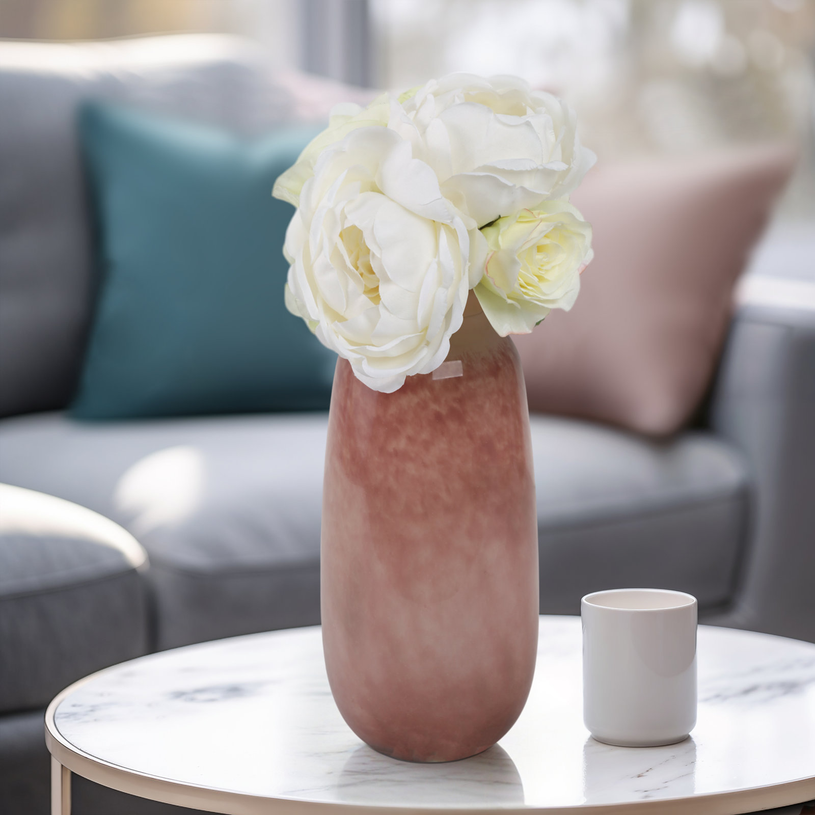 Latitude Run® Large Mauve Glass Vase, 13" H x 6" W x 6" D