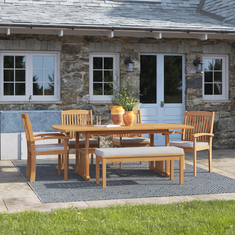 Narelle Summerton 6-Person Extendable Teak Dining Set , Beige