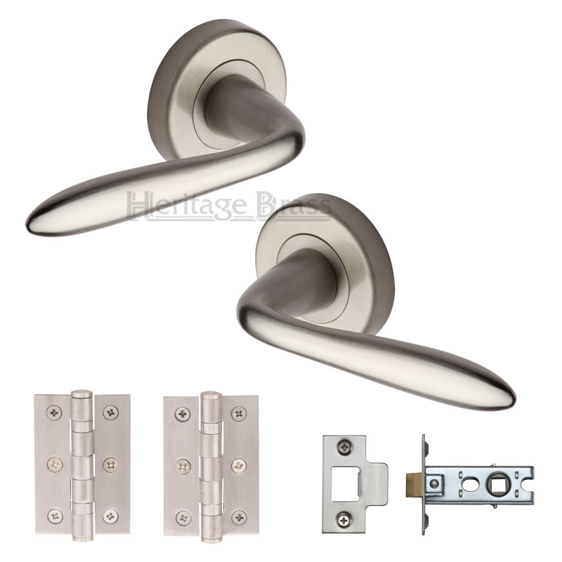 Heritage Brass Sutton Door Handle Kit, Satin Nickel