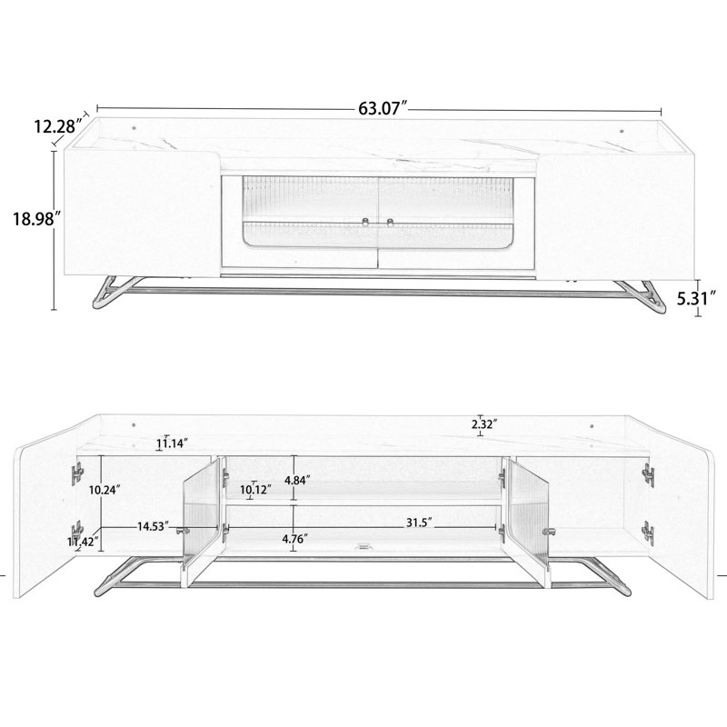 Crédence de rangement l 63,1 po Herries, Blanc