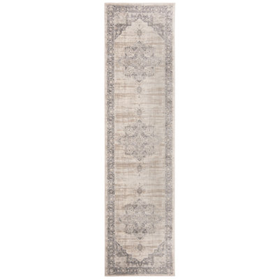 Aurelle Oriental Cream/Grey Area Rug