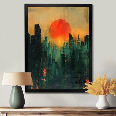 Rétro coucher de soleil sur Manhattan City III - gratte-ciel, salon d'art mural